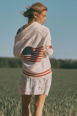 Maeve Shawl Collar American Flag Cardigan Sweater | Anthropologie (US)