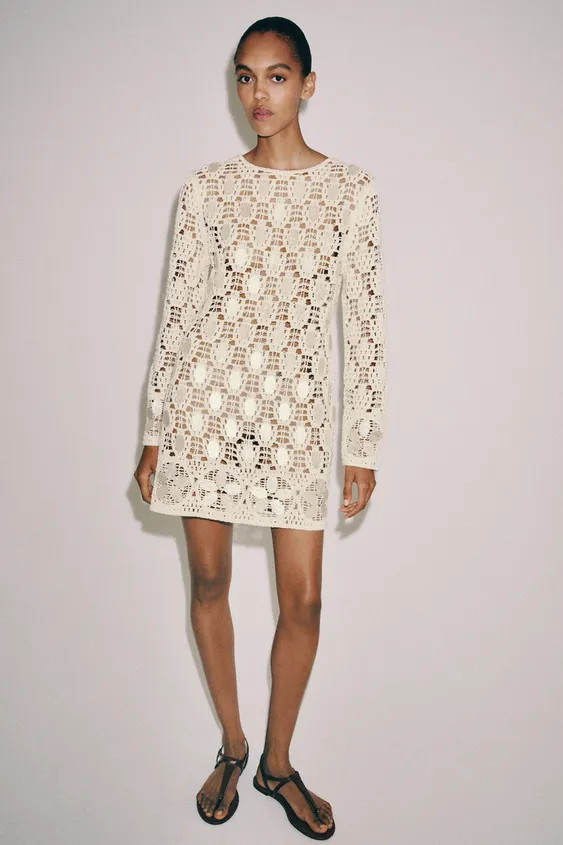 BEADED CUTWORK KNIT DRESS | Zara UK