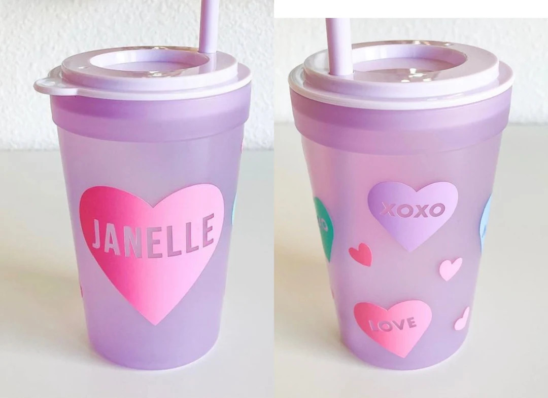 Kids Personalized Valentine's Day Cup With Straw  Custom - Etsy | Etsy (US)
