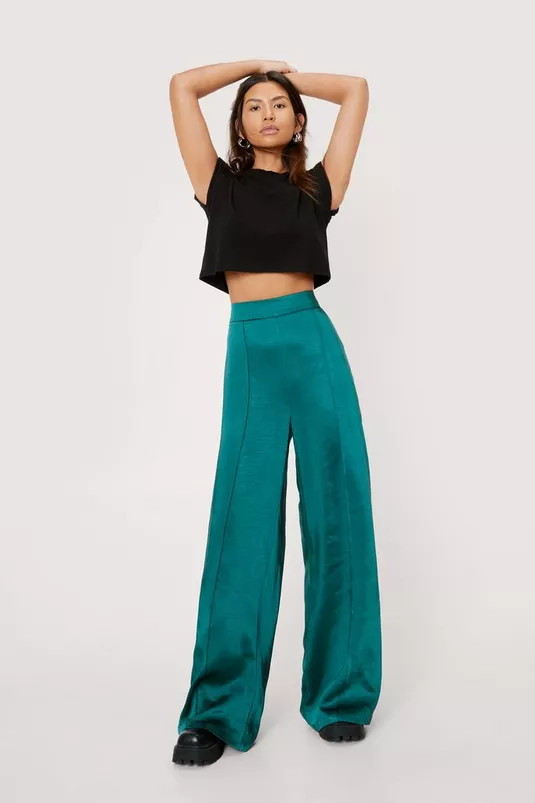 Heavy Satin Pintuck Pants | Nasty Gal (US)
