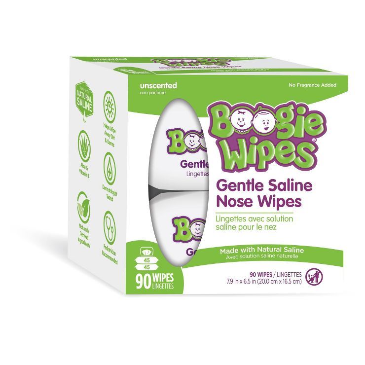 Boogie Wipes Saline Nose Wipes Unscented - 90ct | Target