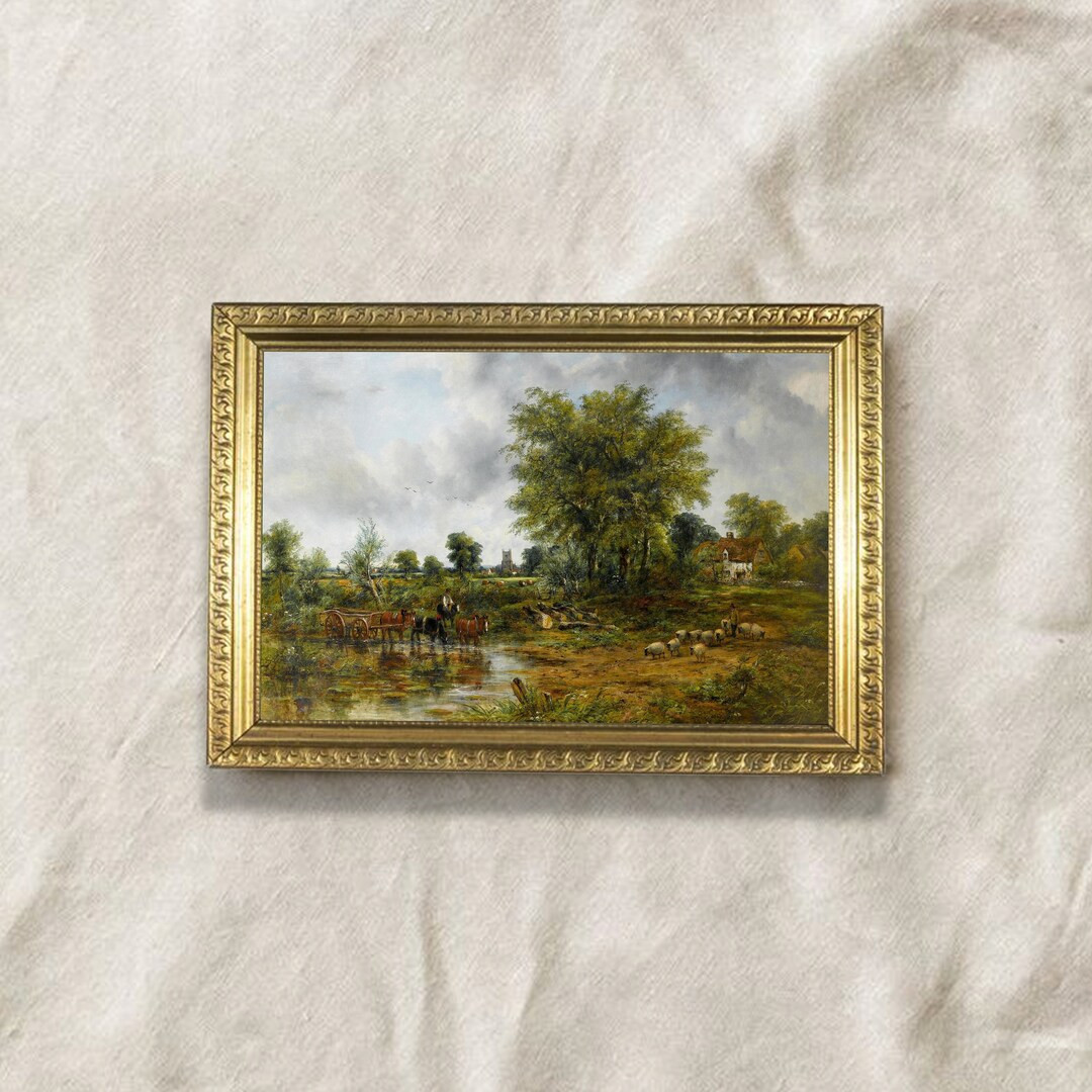 Original European Vintage Landscape Texture Oil Painting - Etsy | Etsy (US)