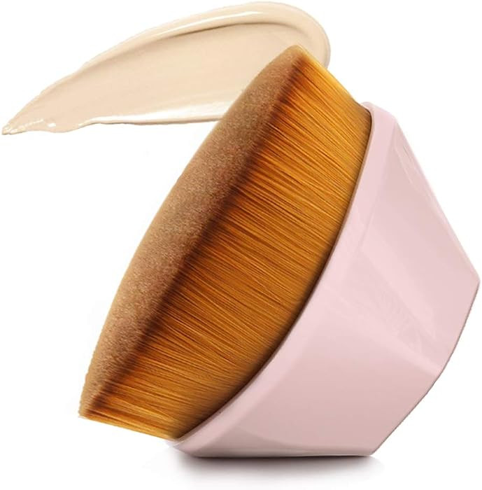 Foundation Makeup Brush Flat Top Kabuki Hexagon Face Blush Liquid Powder Foundation Brush for Blending Liquid, Cream or Flawless Powder Cosmetics with Bonus Protective Case (Light Pink) | Amazon (US)