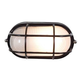 Access Lighting Nauticus 1-Light Black Outdoor Bulkhead Light with Frosted Glass Shade 20292-BL/... | The Home Depot