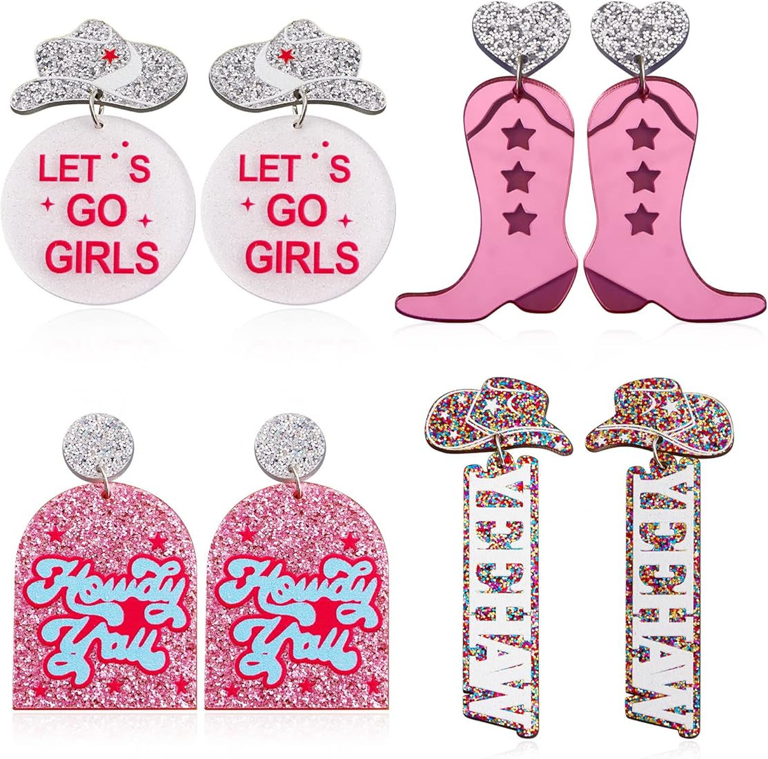 Western Earrings For Women Western Jewelry Boho Y2k Earrings Stud Acrylic Pink Cowgirl Earrings D... | Amazon (US)