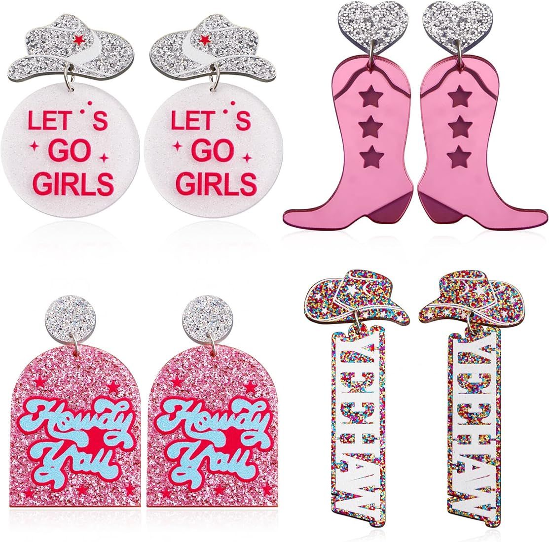 Western Earrings For Women Western Jewelry Boho Y2k Earrings Stud Acrylic Pink Cowgirl Earrings D... | Amazon (US)
