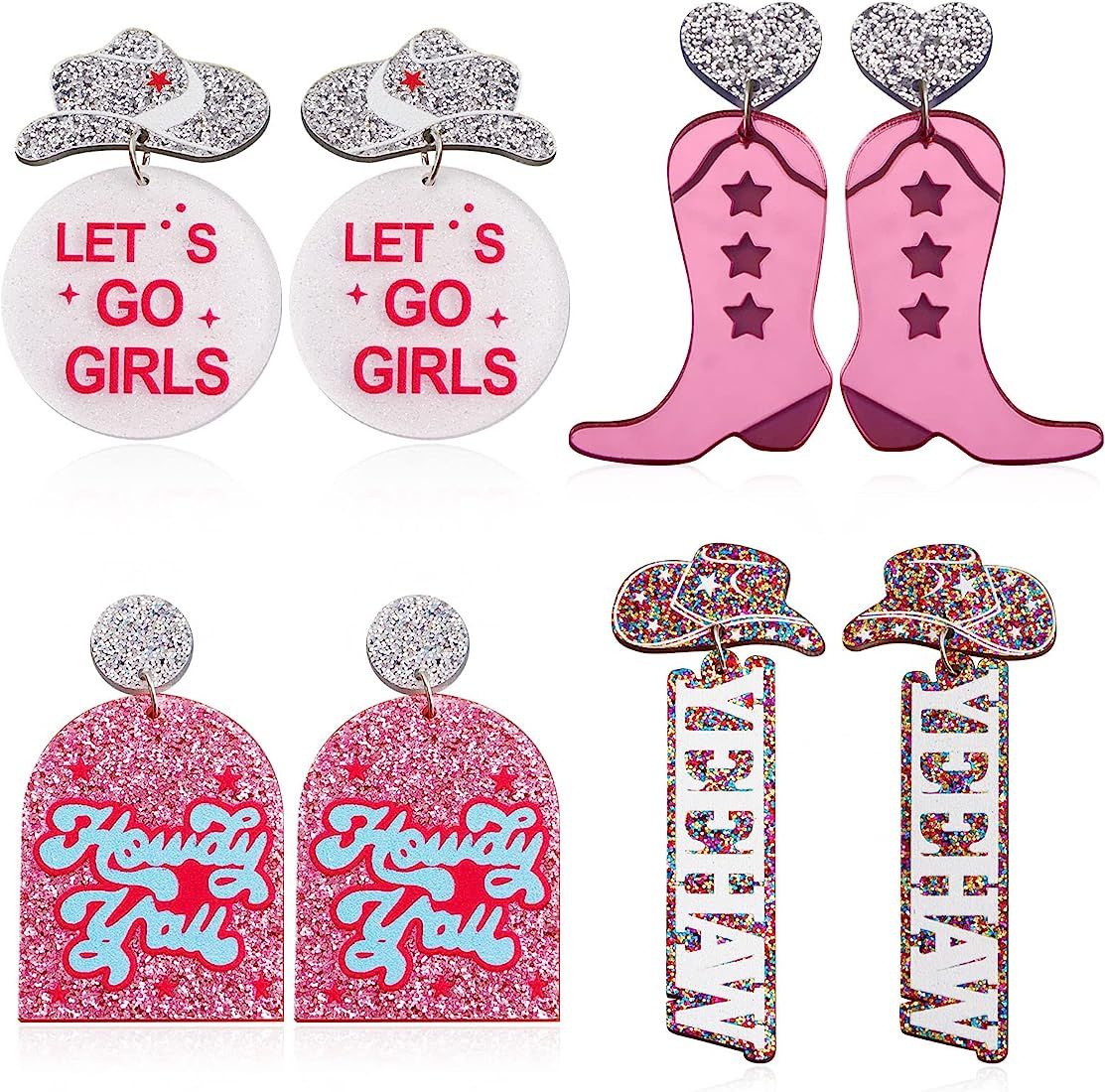 Western Earrings For Women Western Jewelry Boho Y2k Earrings Stud Acrylic Pink Cowgirl Earrings D... | Amazon (US)