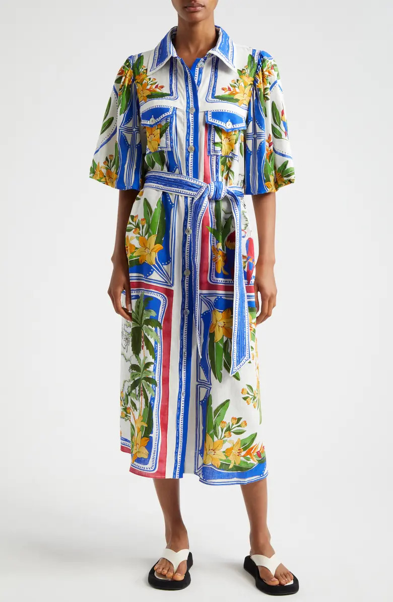 FARM Rio Tropical Destination Maxi Linen Blend Shirtdress | Nordstrom | Nordstrom