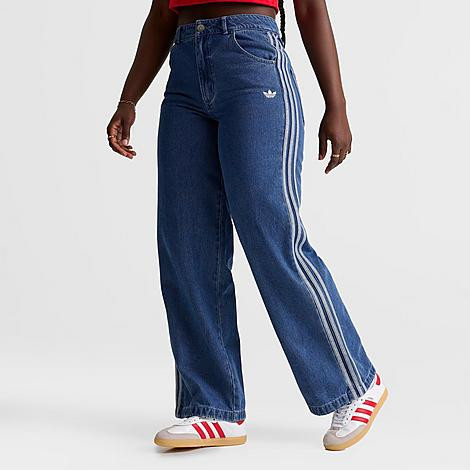 adidas Women's Originals adicolor 3-Stripes Denim Track Pants in Indigo Denim Size: 26 | Finish Line (US)