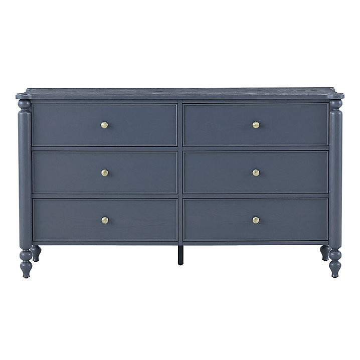Dover 6 Drawer Dresser with Spool Detail & Brass Knobs in Solid Oak | Ballard Designs, Inc.