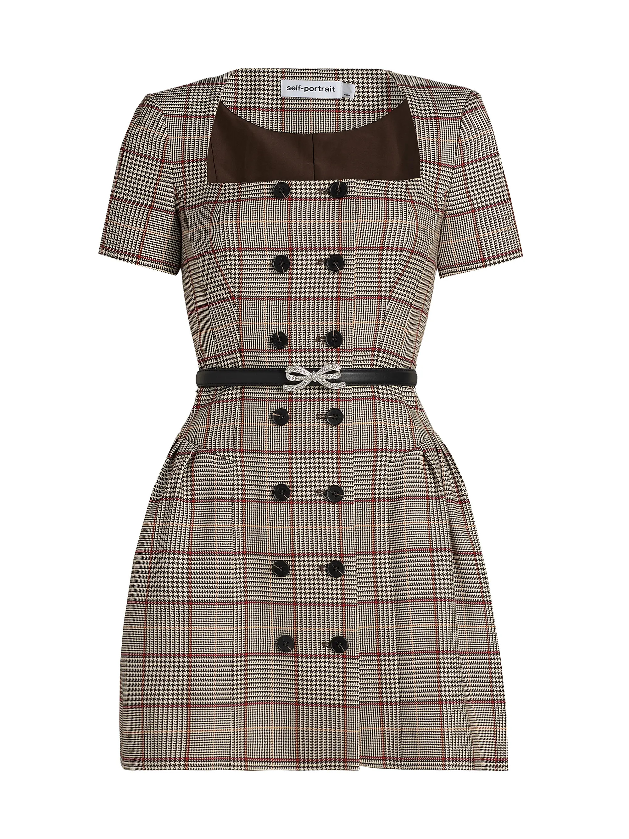 Plaid Wool-Blend Belted Minidress | Saks Fifth Avenue
