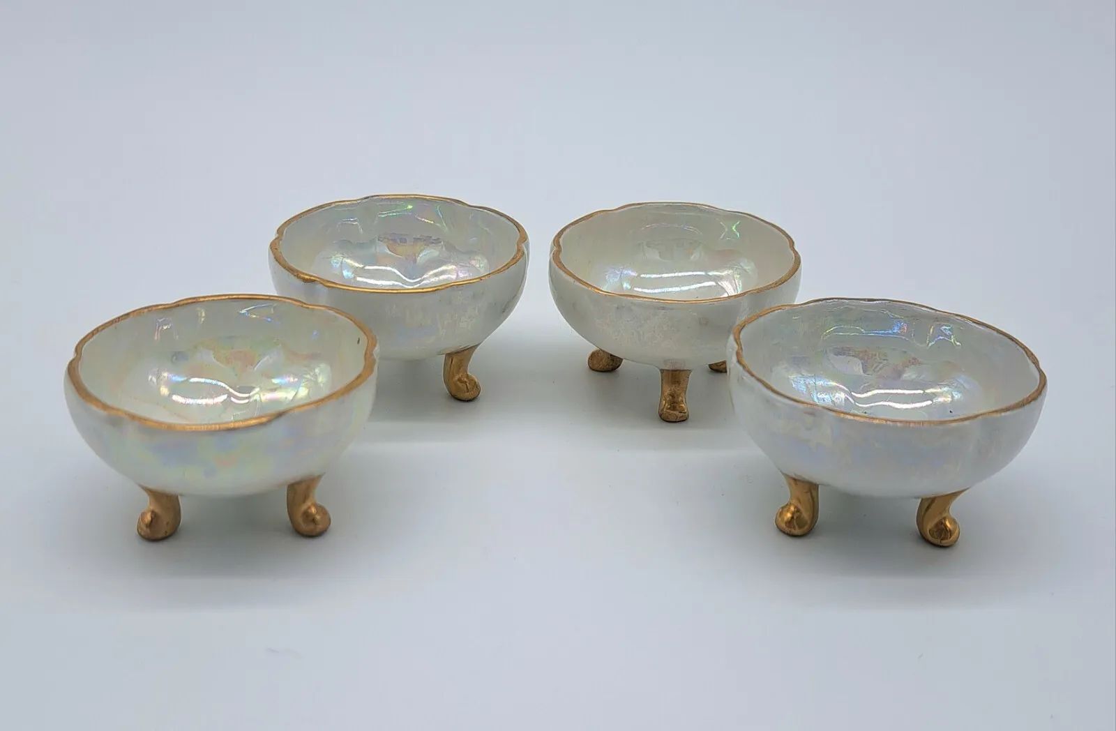 4 Antique RS Germany Open Salt Cellars Dip Porcelain Gold Trim Footed  | eBay | eBay US