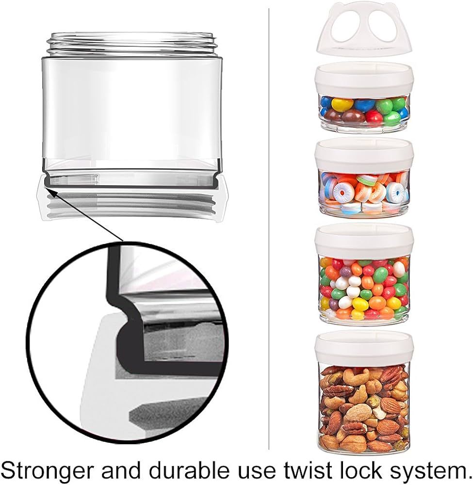 BeneLabel Stackable Food Storage Containers with Twist Lock System - BPA-Free Tritan Containers for Travel, Formula, Protein Powder, Snacks - Leakproof & Dishwasher Safe - 31 oz (White) | Amazon (US)