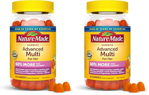 Nature Made Advanced Womens Gummy Multivitamins with Magnesium Citrate, Calcium, B Vitamins, Multivitamin Gummies for Women, 90 Multi Vitamin Gummies, 30 Day Supply,(Pack of 2) | Amazon (US)