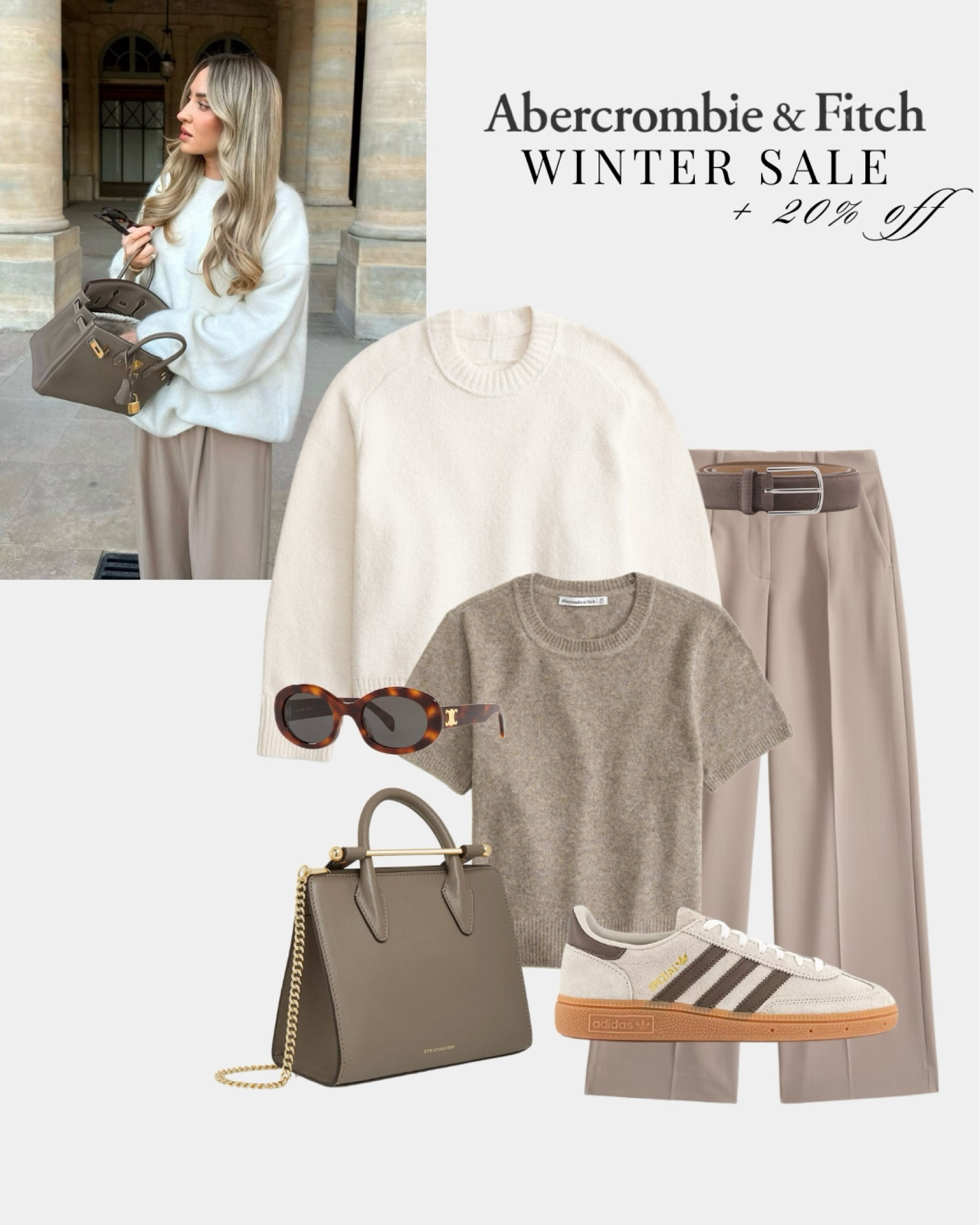 Recreate one of my favourite 2024 looks with the Abercrombie Winter Sale ❄️🚨 up to 40% off PLUS extra 20% off! Parisian city chic, tailored trousers make casual with oversized knitwear and Adidas trainers, Strathberry bag and Celine sunglasses 

#LTKsale #LTKwinter #LTKstyletip