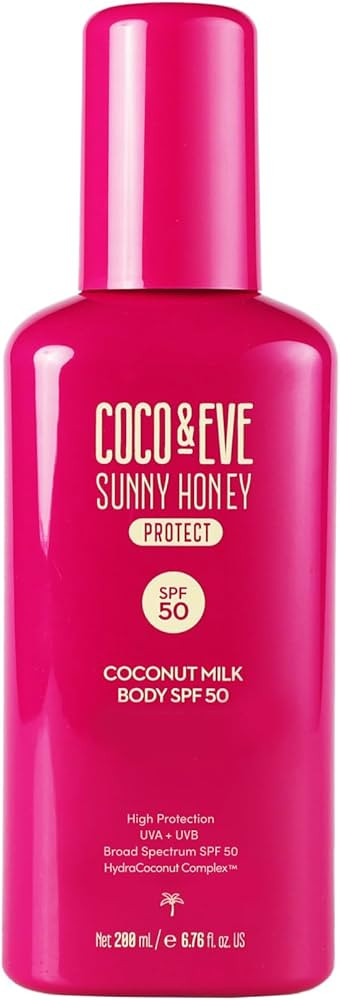 Coco & Eve Coconut Milk Body Sunscreen SPF 50 \u2013 Broad Spectrum UVA/UVB Sun Protection, Hydra... | Amazon (US)