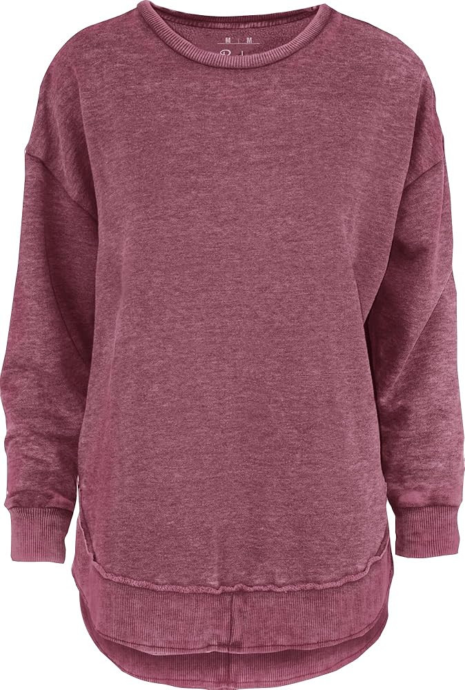 Melange Poncho Fleece: Long Sleeve Crew Neck Hi-Lo Round Bottom, Garnet, 2X | Amazon (US)