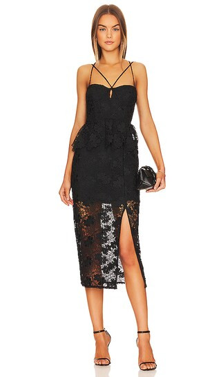 Madonna Lace Corset Midi Dress in Black | Revolve Clothing (Global)