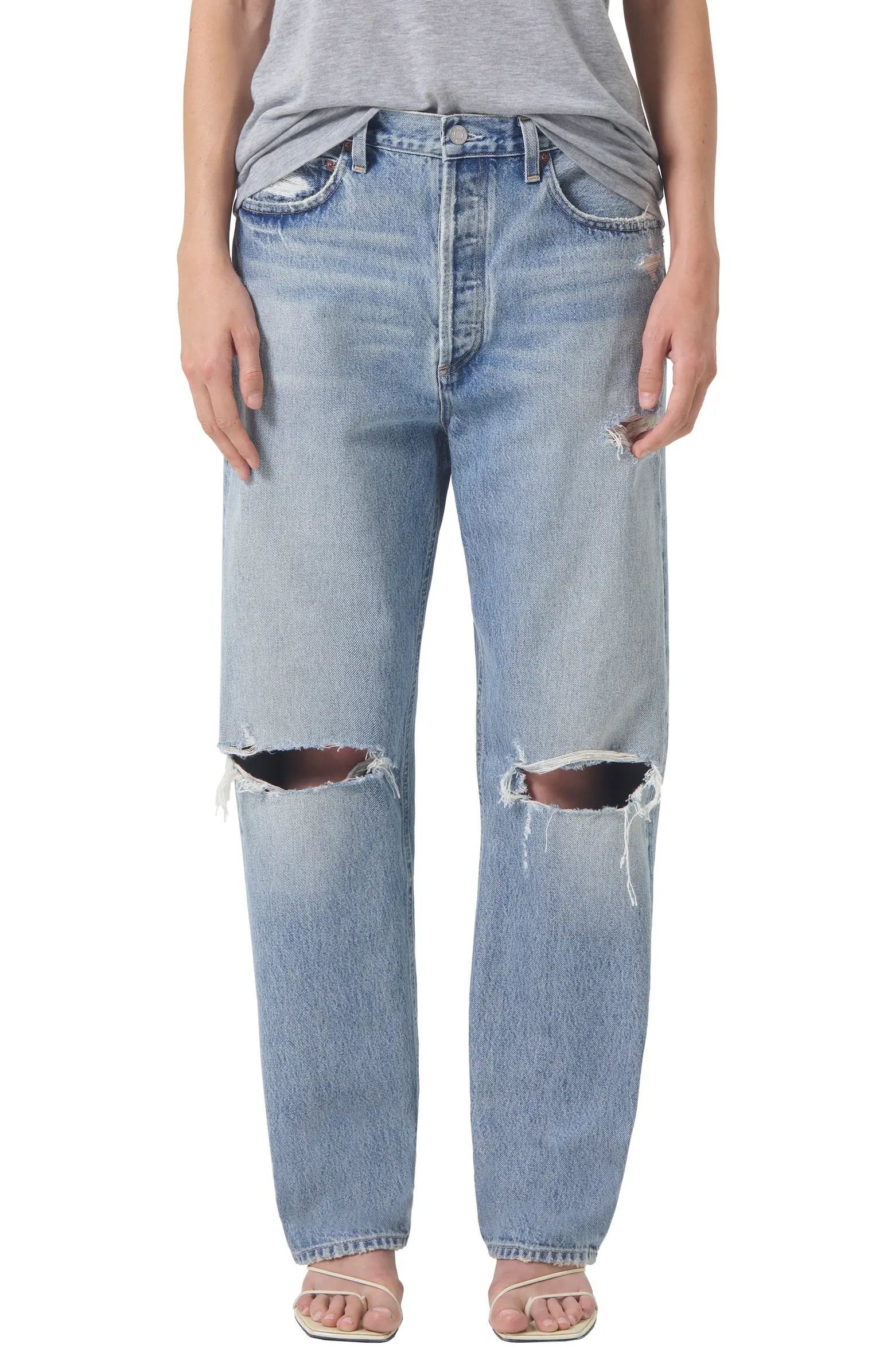 '90s Ripped Mid Rise Straight Leg Jeans | Nordstrom