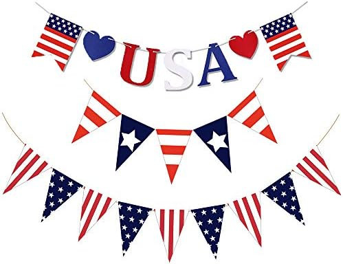 USA Banner American Banner For Election Day Mantel Fireplace Decoration Burlap Flags Bunting Bann... | Amazon (US)