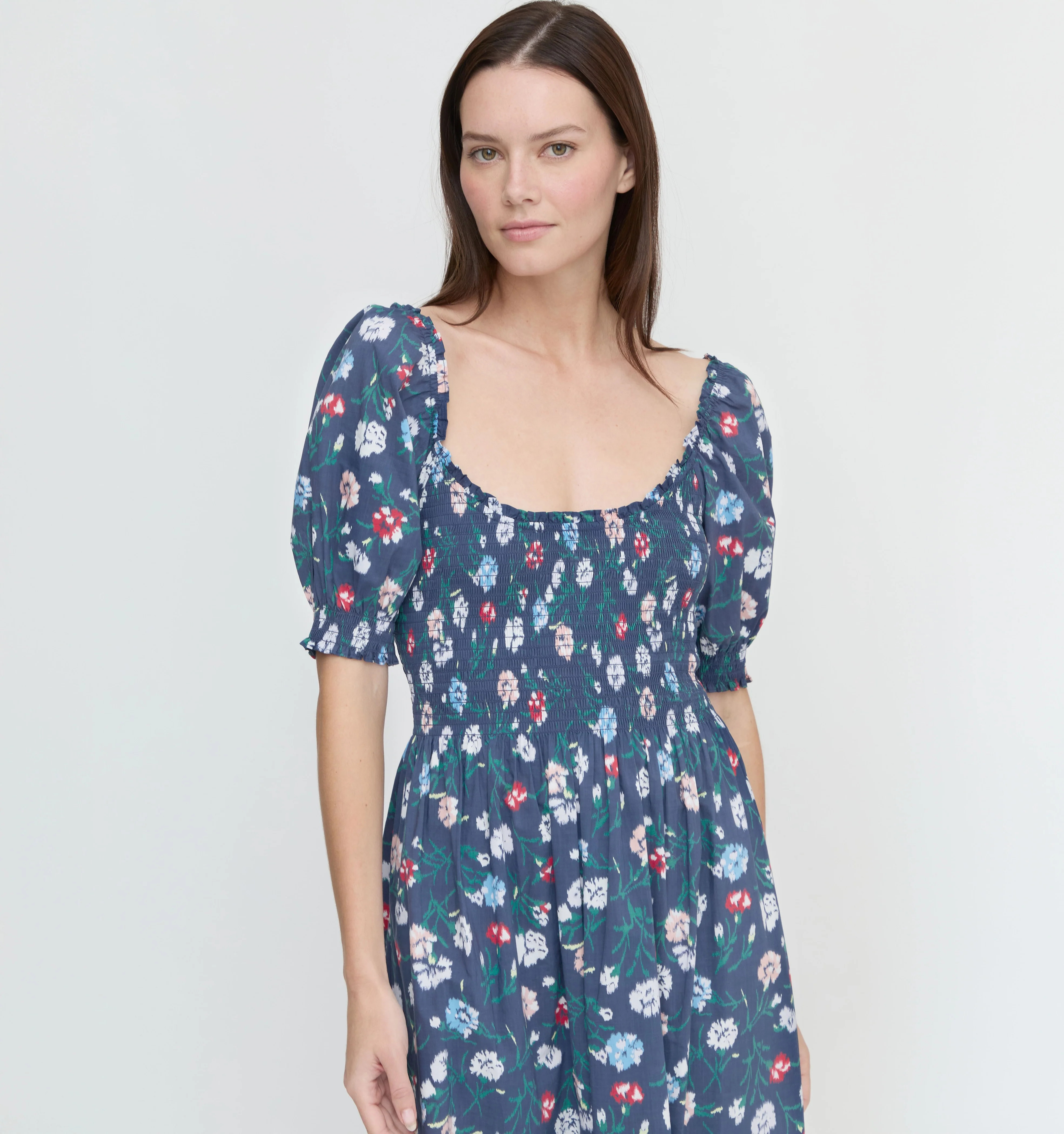 The Louisa Nap Dress - Navy Belgravia Floral Ikat | Hill House Home US