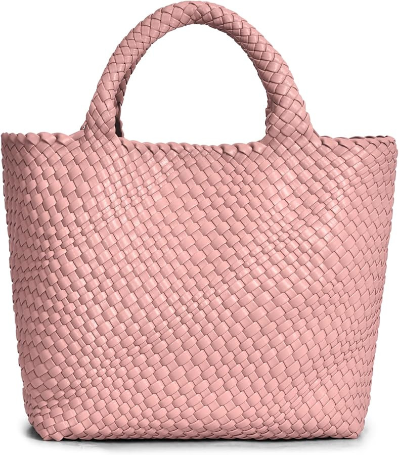 Woven Bag for Women, Vegan Leather Woven Handbag Tote Bag Large Beach Travel Handbag and Purse… | Amazon (US)