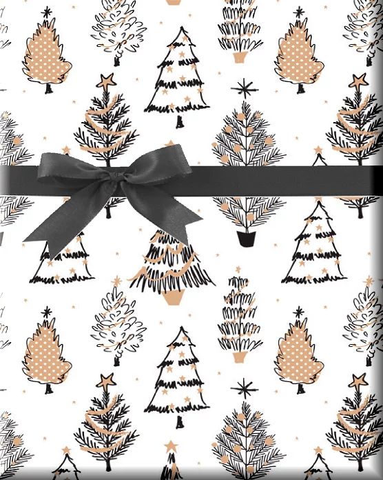 Gold and Black Christmas Tree  Holiday /Christmas Gift Wrap Wrapping Paper 15ft Roll with Gift La... | Walmart (US)