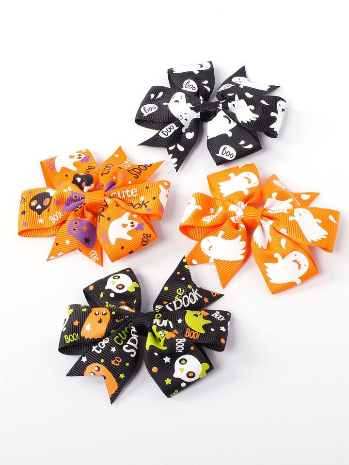 4pcs Baby Halloween Ghost Print Hair Clip | SHEIN