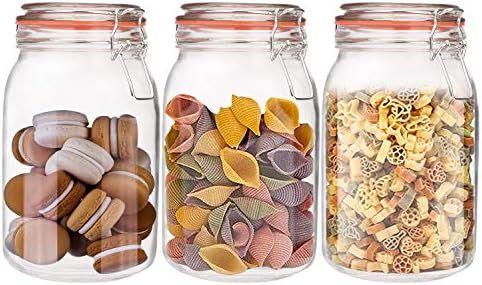 Encheng 50 oz Glass Jars With Airtight Lids And Leak Proof Rubber Gasket,Large Wide Mouth Mason J... | Amazon (US)