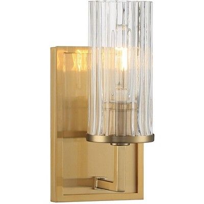 Possini Euro Modern Wall Sconce Lighting Antique Brass Hardwired 5 1/4" Wide Fixture Glass Shade ... | Target