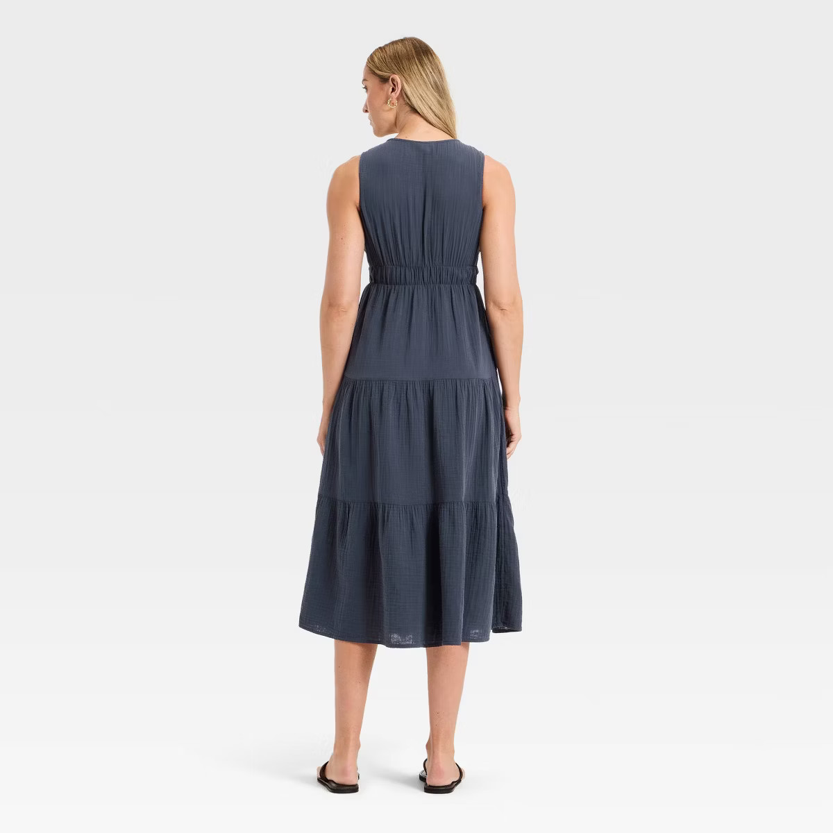 Women's Button-Down Tiered Midi Pullover A-Line Dress - Universal Thread™ | Target