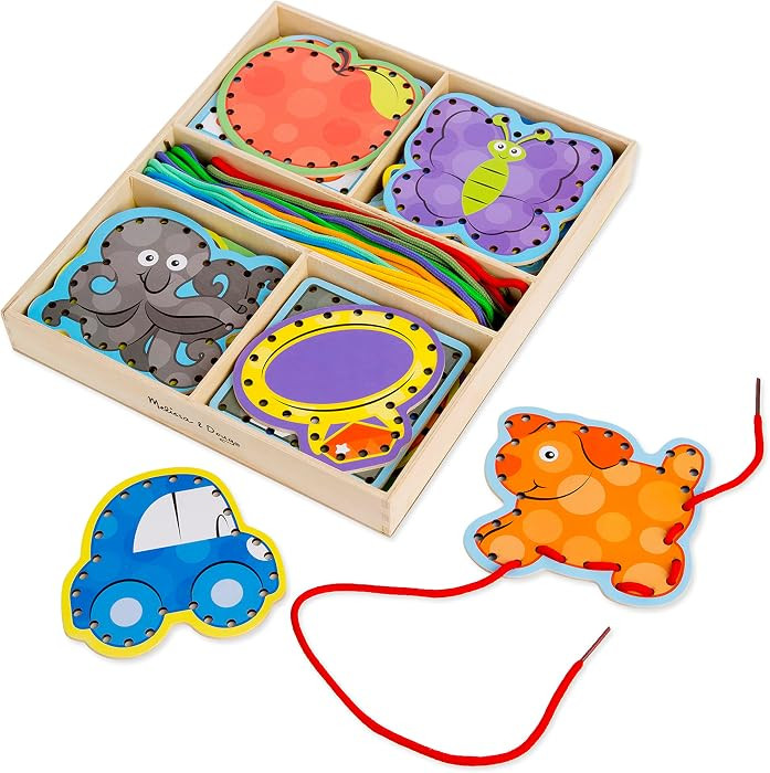 Melissa & Doug Alphabet Wooden Lacing Cards With Double-Sided Panels and Matching Laces | Amazon (US)