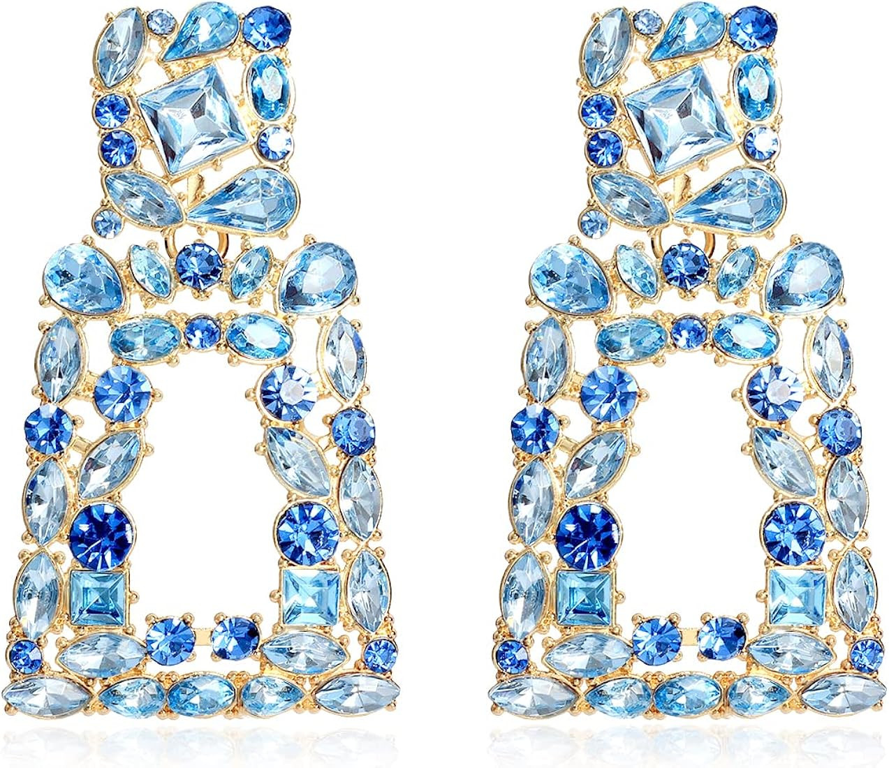 Rhinestone Rectangle Dangle Earrings for Women Sparkly Crystal Geometric Drop Statement Earrings ... | Amazon (US)