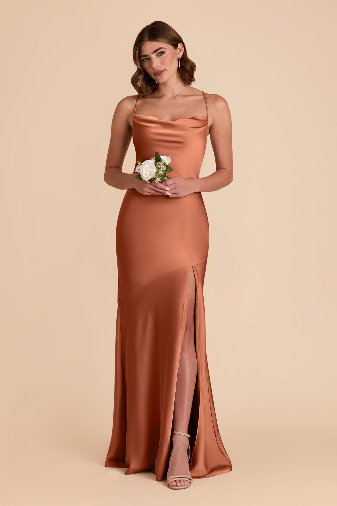 Olivia Terracotta Matte Satin Dress | Birdy Grey | Birdy Grey
