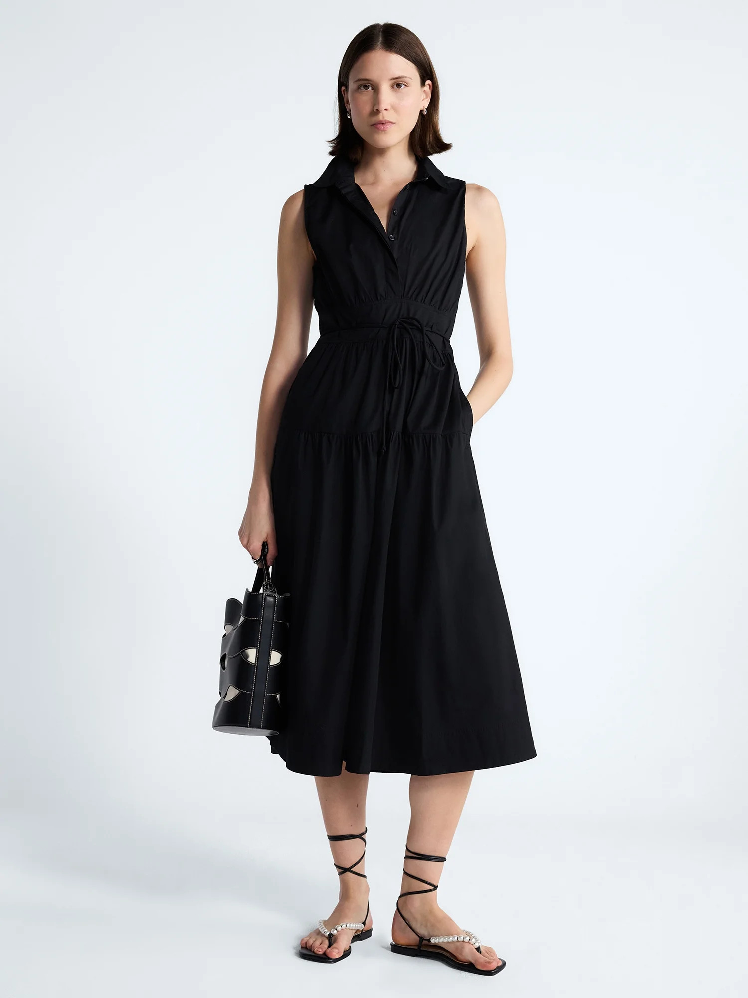 Free Assembly Women's and Women's Plus Sleeveless Cotton Maxi Shirtdress with Belt, Sizes XS-4X | Walmart (US)