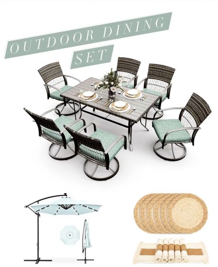 Outdoor dining set available in multiple colors, patio furniture 

#LTKFamily #LTKHome #LTKSeasonal