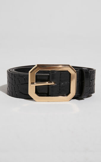 Mason Croc Square Buckle Belt in Black | Showpo (ANZ)