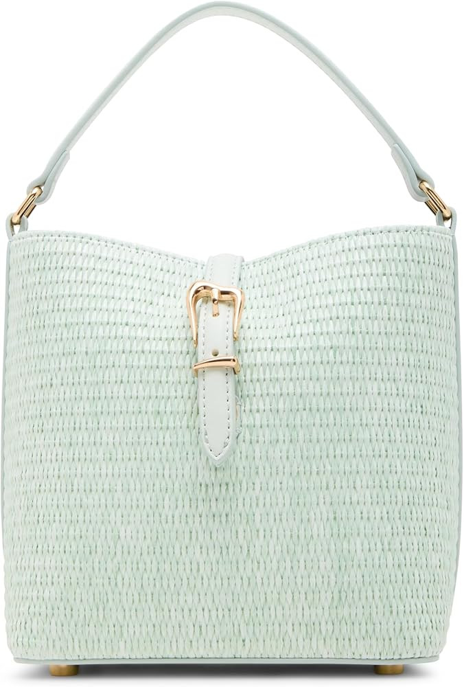 Anne Klein Womens Small Straw Bucket with Detachable Strap, Spring Jade | Amazon (US)