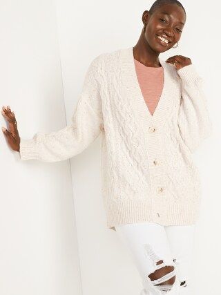 Slouchy Cable-Knit Button-Front Cardigan Sweater for Women | Old Navy (US)