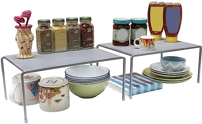 DecoBros Expandable Stackable Kitchen Cabinet and Counter Shelf Organizer,Silver | Amazon (US)