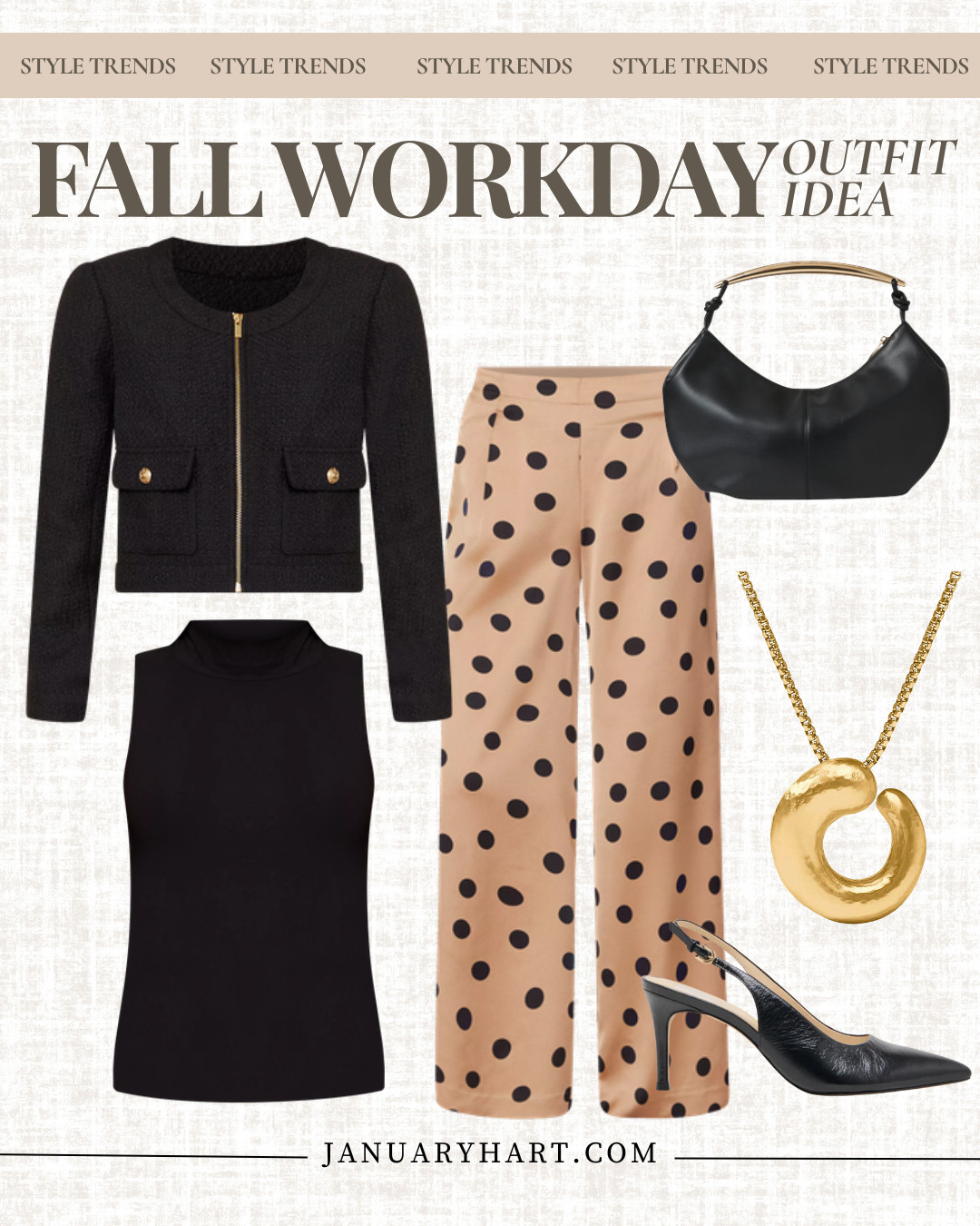 The September Lookbook 🍁🍂

fall work outfits, office outfit, workwear, polka dot pants, black jacket, black heels 

 #LTKOver40 #LTKStyleTip #LTKWorkwear