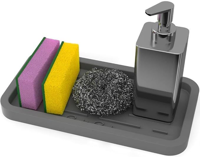 GOOD TO GOOD Silicone Sponges Holder - Kitchen Sink Organizer Tray for Sponge, Soap Dispenser, Sc... | Amazon (US)