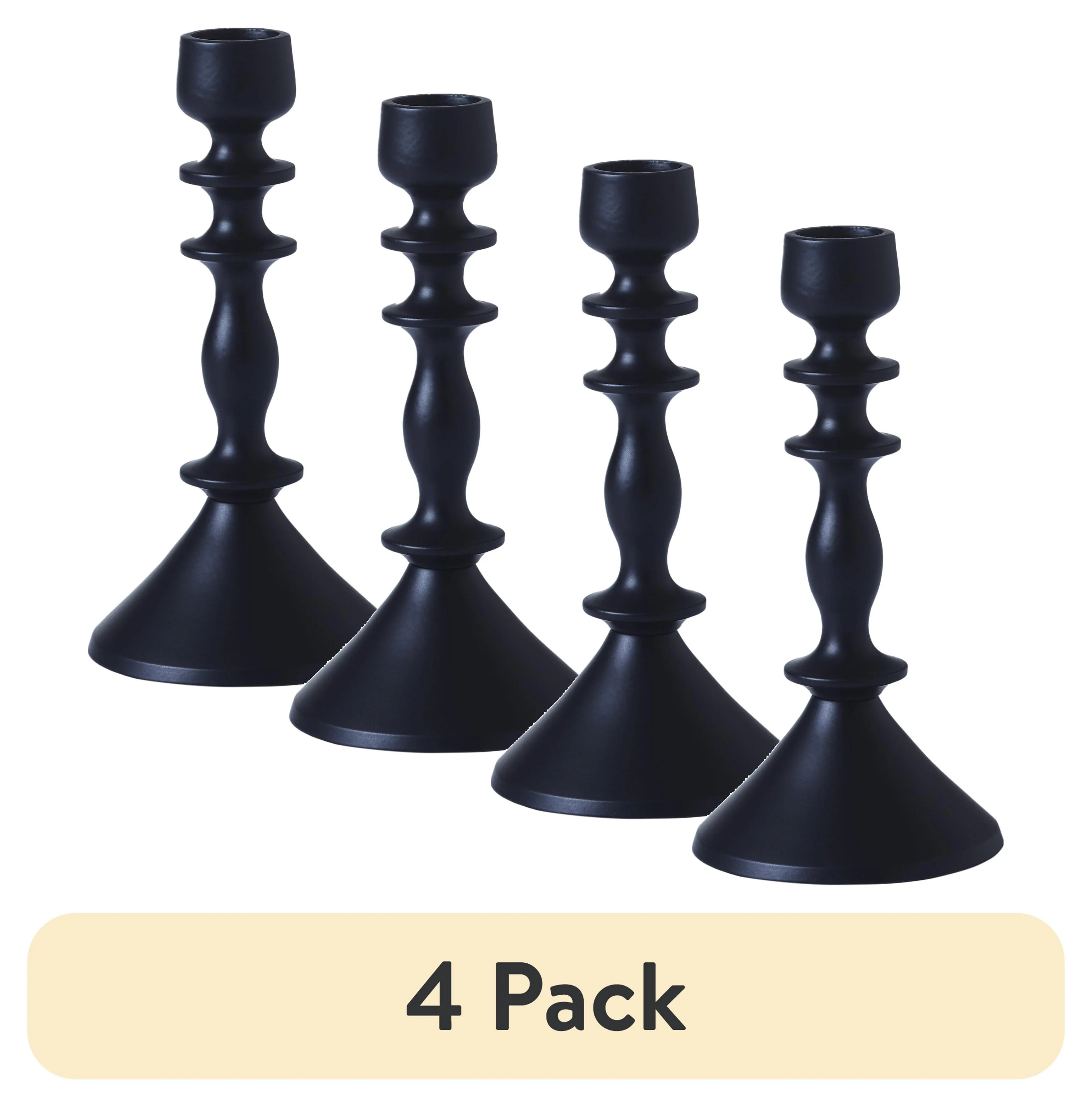 (4 pack) Beautiful Metal Taper Candle Holder by Drew Barrymore, 6", Black - Walmart.com | Walmart (US)
