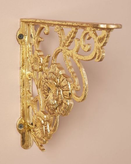 Gorgeous gold Victorian-inspired ornate shelf bracket. 
Perfect touch of glam for a powder room or girl's room.  Made of cast iron. 

#LTKU #LTKhome #LTKfindsunder100