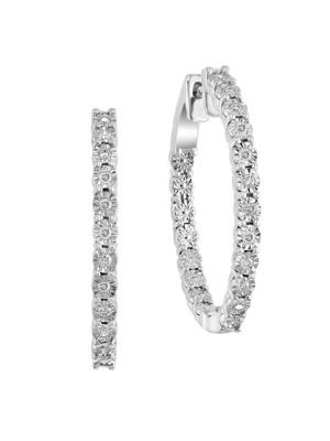 Sterling Silver & 0.21 TCW Diamond Hoop Earrings | Saks Fifth Avenue OFF 5TH