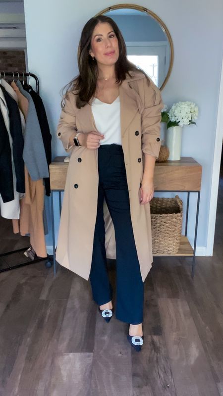 Classic workwear option. This trench is less than $100 and perfect for fall.  Wearing size medium here.  I’m 5’6"

#LTKstyletip #LTKworkwear #LTKfindsunder100