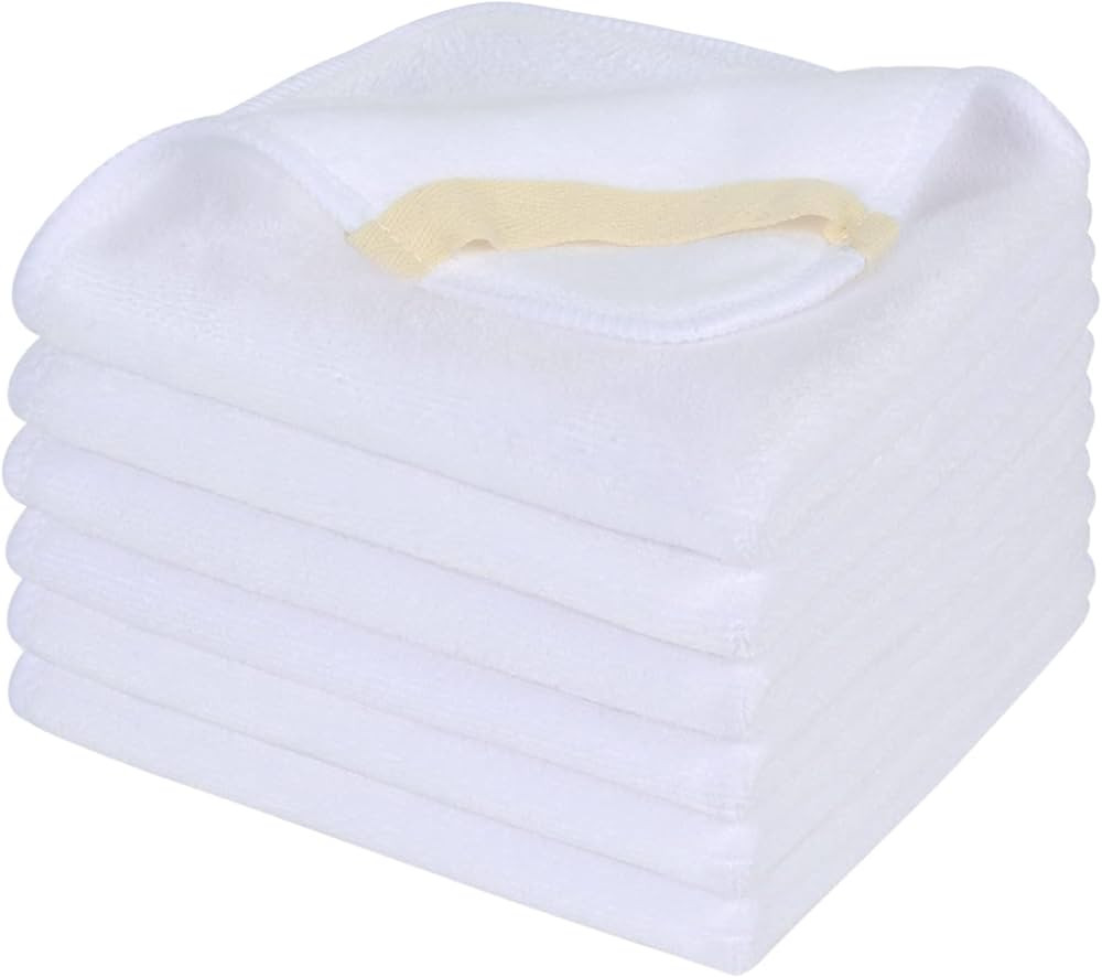 SINLAND Microfiber Facial Cloths Fast Drying Washcloth 12inch x 12inch White 6 pack | Amazon (US)