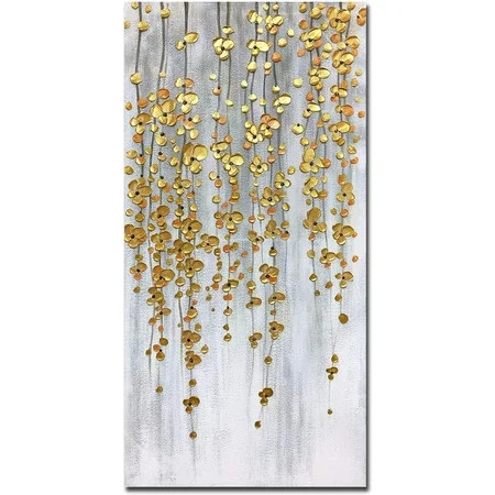 FSXUOLIPI Paintings 24x48 Inch Painting Oil Hand Painting Silver-gold Flowers Paintings 3D Hand-Pain | Walmart (US)