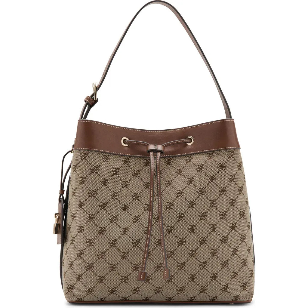 MANGO Logo Jacquard Bucket Bag in Faux Leather at Nordstrom | Nordstrom