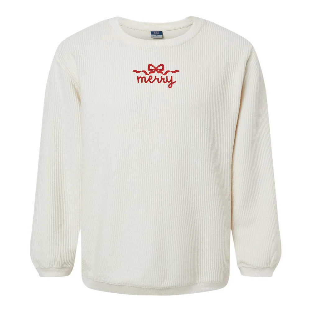 'Merry Bow' Corded Crewneck | United Monograms